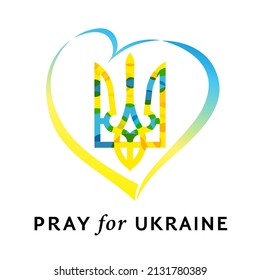 Pray for Ukraine, love emblem. Stop Russian aggression against the Ukrainian people. Vector illustration