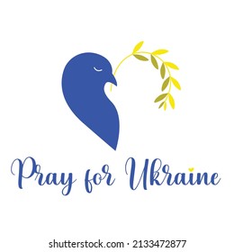 Pray for Ukraine. Save Ukraine. Bird as a symbol of peace. Simple illustration on white background 