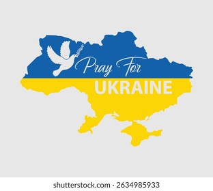 Pray For Ukraine , Say no to the war, Russian and Ukrainian conflict, heart, square and round shape, Ukrainian flag symbol, Blue and yellow illustration