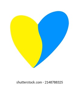 Pray for Ukraine sign. Hand drawn heart icon with colors of Ukrainian flag isolated on white background. Crisis in Ukraine. Stop war in Ukraine and stay strong Ukrainian. Ukraine flag heart concept.