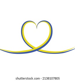 Pray for Ukraine sign. Heart icon with colors of Ukrainian flag. Vector isolated on white