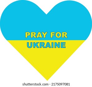 Pray for Ukraine sign. Heart icon with colors of Ukrainian flag. Support for the country during the occupation. Stop war. Vector isolated on white
