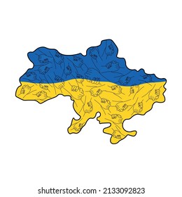 Bete für die Ukraine Schild. Vektorgrafik einzeln auf weißem Hintergrund	