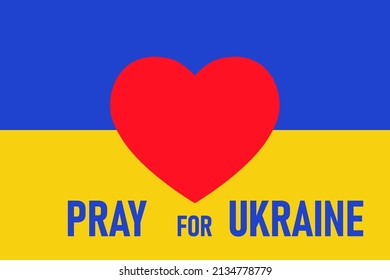 Pray for Ukraine, Stop war in Ukraine, heart icon, Peace for Ukraine. Save Ukrainian people
