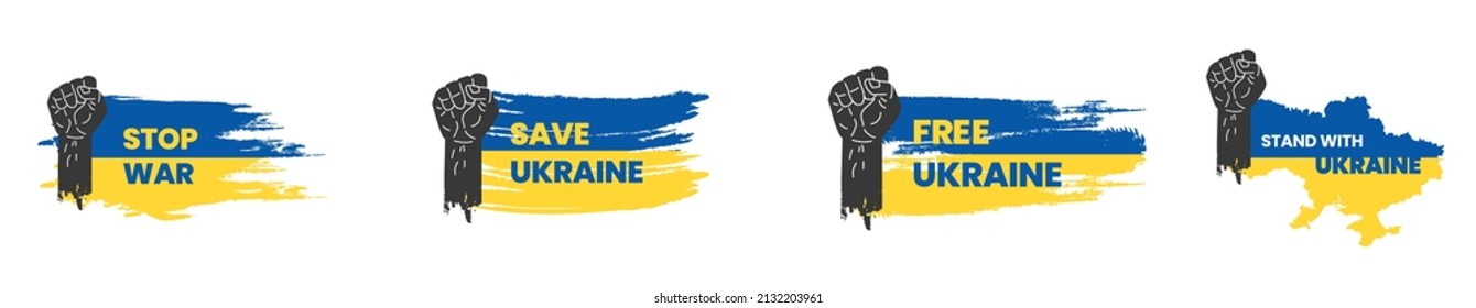 Pray for Ukraine, stop war, save Ukraine, Stand with Ukraine, Ukraine flag praying concept vector set background vector design illustration