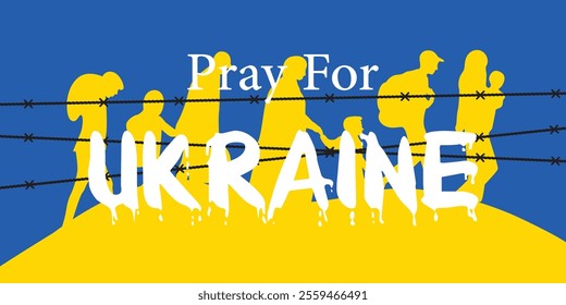 Pray Ukraine Stop War Vector Isolated Stock Vector, Ukrainian Refugees