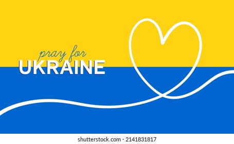 Pray for Ukraine in ukrainian flag and heart.