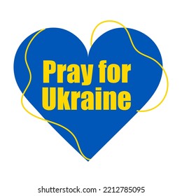Pray for Ukraine. Vector flat illustration on white background concept of Praying, mourning, humanity. No war.