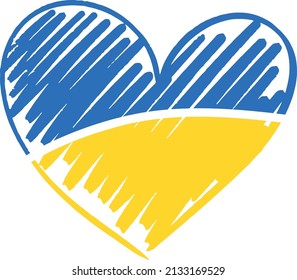 Pray for Ukraine vector heart with Ukraine flag. International protest. Stop the war.