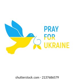 Bete für die Ukraine Vektorgrafik, fliegende Friedenstruppe malte in der Ukraine Flagge, Unterstützung für die Ukraine auf weißem Hintergrund.