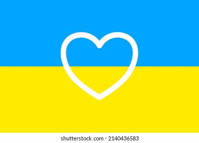 Pray for Ukraine vector illustration, heart on blue and yellow background.