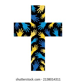 Pray for Ukraine. Volunteers of Ukraine. peace movement. Ukrainian flag praying concept. Ukrainian people.  patriotism concept. for peace poster. hope for peace. prayer of the people. need help. 