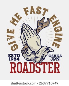 Pray Vector Design Automotive Badge Illustration for Logo, T-shirt Design and Others