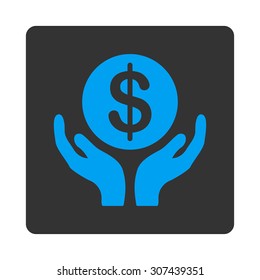 Pray vector icon. This flat rounded square button uses blue and gray colors and isolated on a white background.