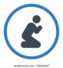 Pray vector icon. This rounded flat symbol is drawn with smooth blue colors on a white background.