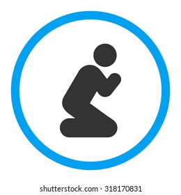 Pray vector icon. This rounded flat symbol is drawn with blue and gray colors on a white background.