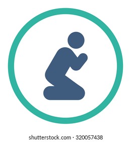 Pray vector icon. This rounded flat symbol is drawn with cobalt and cyan colors on a white background.