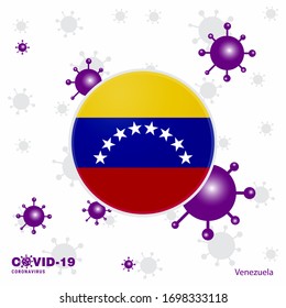 Pray For Venezuela. COVID-19 Coronavirus Typography Flag. Stay home, Stay Healthy. Take care of your own health