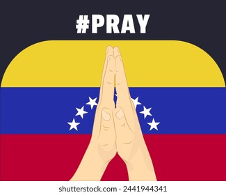 Beten für Venezuela, Hilfe oder Unterstützung Konzept, Venezuela Flagge mit betenden Händen, internationale Kampagne und Menschlichkeit Idee, Vektor-Design, Stopp War, Solidarität und Union