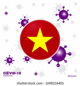 Pray For Vietnam. COVID-19 Coronavirus Typography Flag. Stay home, Stay Healthy. Take care of your own health