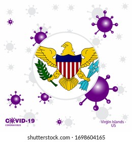 Pray For Virgin Islands US. COVID-19 Coronavirus Typography Flag. Stay home, Stay Healthy. Take care of your own health