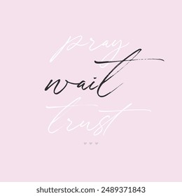 Orar, Esperar, Confianza, Vector de texto de versículo bíblico, Texto de escritura imprimible, Vector de arte de texto bíblico