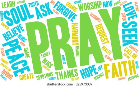 Pray word cloud on a white background. 