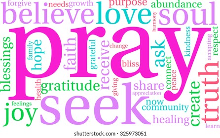 Pray word cloud on a white background. 