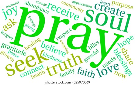Pray word cloud on a white background. 
