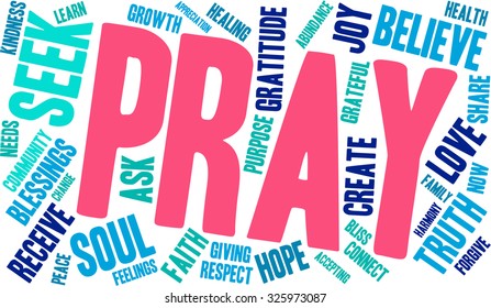 Pray word cloud on a white background. 