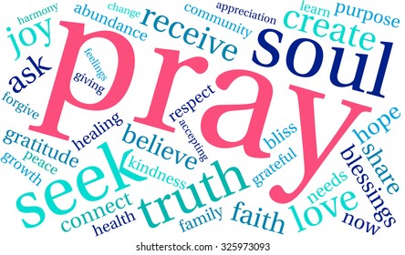 Pray word cloud on a white background. 