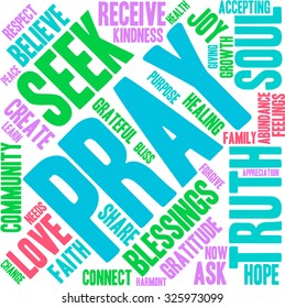 Pray word cloud on a white background. 