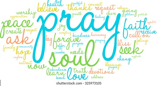 Pray word cloud on a white background. 