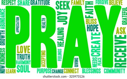 Pray word cloud on a white background. 