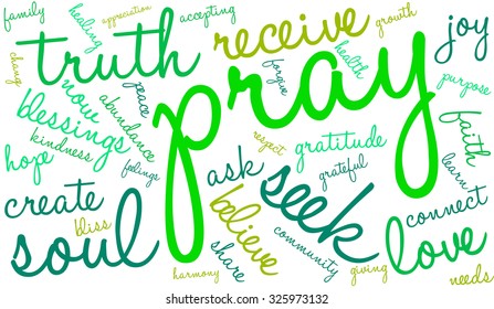 Pray word cloud on a white background. 