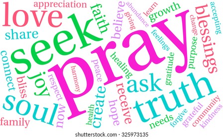 Pray word cloud on a white background. 