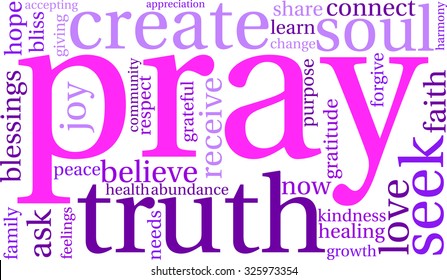 Pray word cloud on a white background. 