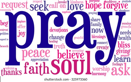 Pray word cloud on a white background. 