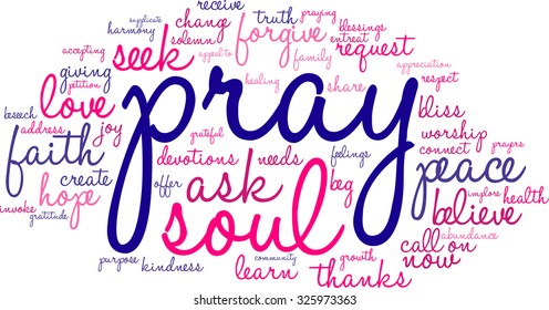 Pray word cloud on a white background. 