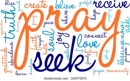 Pray word cloud on a white background. 