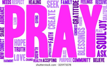 Pray word cloud on a white background. 