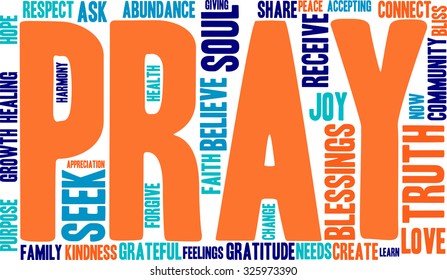 Pray word cloud on a white background. 
