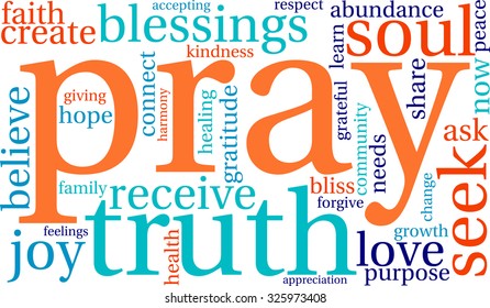 Pray word cloud on a white background. 