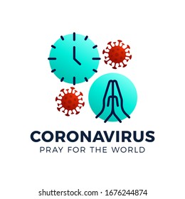 Pray for the World coronavirus concept with hands vector illustration. Time to pray Corona Virus 2020 covid-19. Coronavirus in Wuhan vector illustration. Virus Covid 19-NCP.