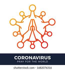 Pray for the World coronavirus concept with hands vector illustration. Time to pray Corona Virus 2020 covid-19. Coronavirus in Wuhan vector illustration. Virus Covid 19-NCP.