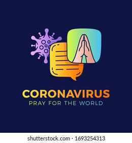 Reza por el concepto del coronavirus mundial con ilustración vectorial de manos. Es hora de rezar el Corona Virus 2020 covid-19. Coronavirus en la ilustración vectorial de Wuhan. Virus Covid 19-NCP