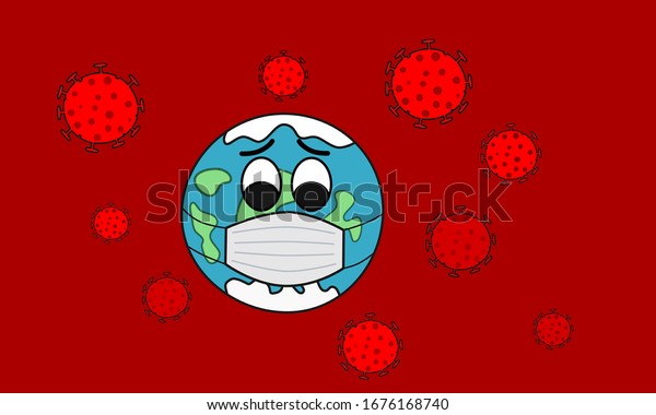 世界のために祈りなさい コロナウイルスのイラストグラフィックベクター画像 コロナウイルス感染 コビド 19 武漢 地球と月 中国病原体呼吸器感染症 コロナウイルス19 19 Ncov のベクター画像素材 ロイヤリティフリー