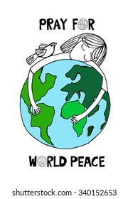 Pray for world peace.Vector Illustration