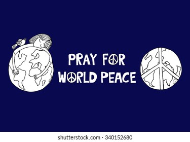 Pray for world peace.Vector Illustration