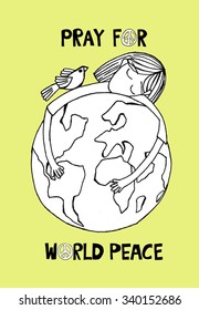Pray for world peace.Vector Illustration